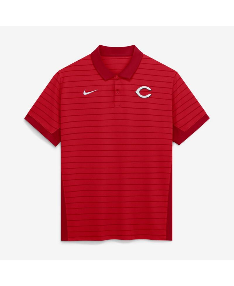 Men's Red Cincinnati Reds Authentic Collection Striped Victory Dri-FIT Polo Shirt