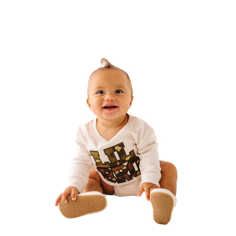Baby Boys Lil Bro Camo Patch Long Sleeve Romper