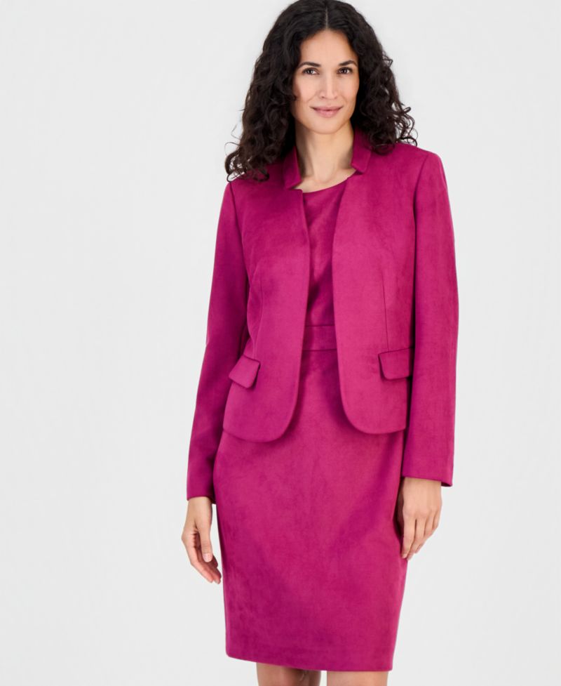 Women's Crewneck Faux Suede Sleeveless Sheath Dress
