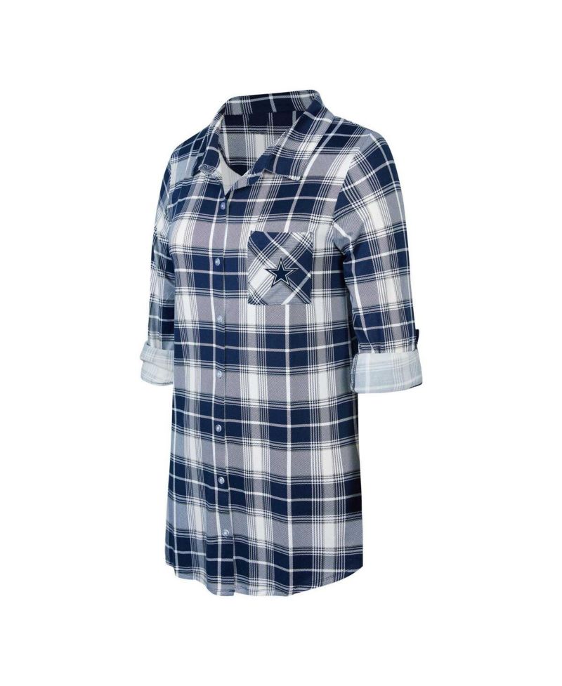 Women's Navy Dallas Cowboys Ashford Plaid Knit Nightshirt