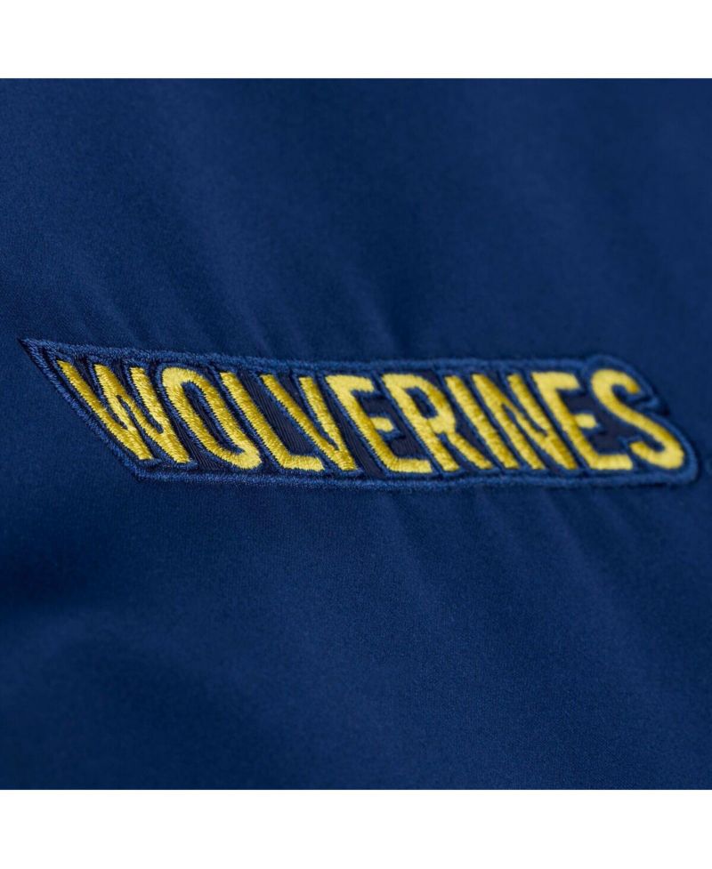 Men's Navy Michigan Wolverines Double Clutch Lightweight Satin Full-Snap Jacket