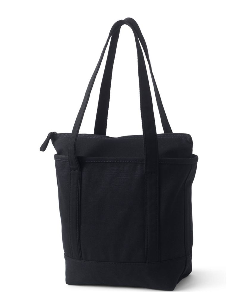 Medium 5 Pocket Zip Top Long Handle Canvas Tote Bag