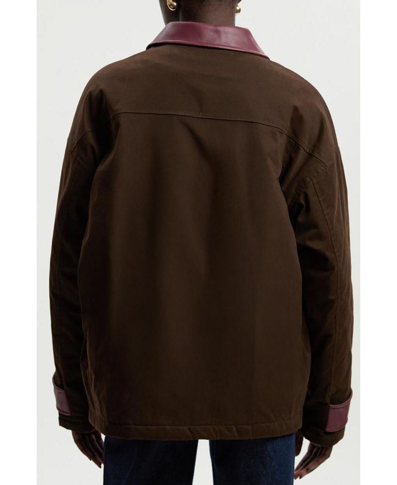 Quilted Contrast Collar Barn Jacket