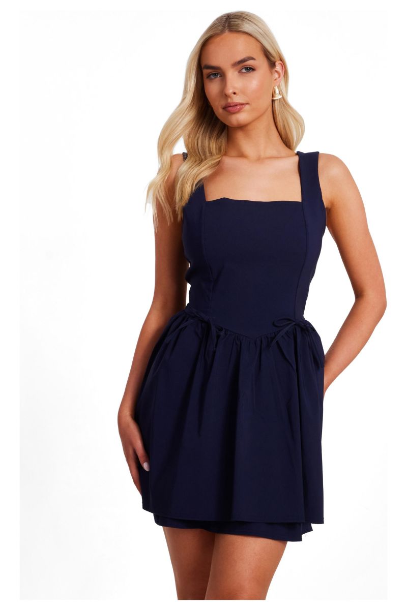 Women's Bengaline Square Neck Mini Dress