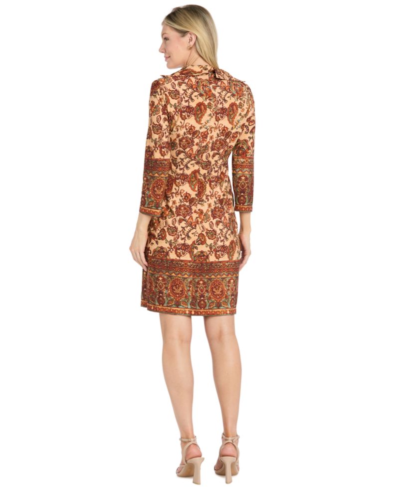 Women's Border-Print Knee-Length Dress