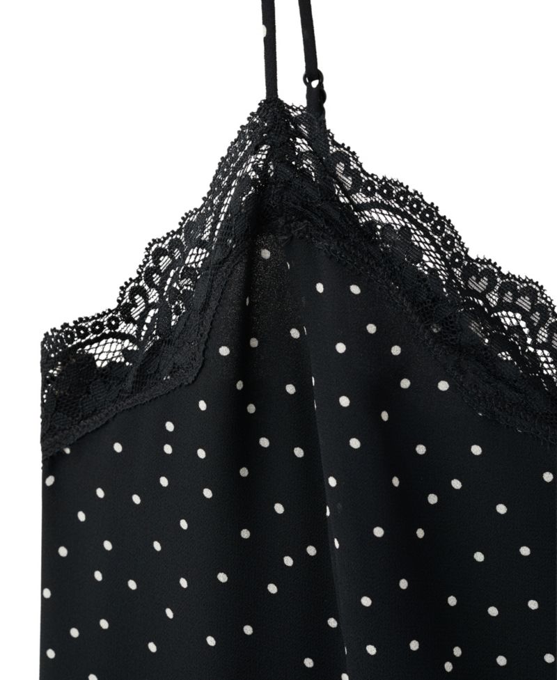 Women's Lace-Detail Polka-Dot V-Neck Dress