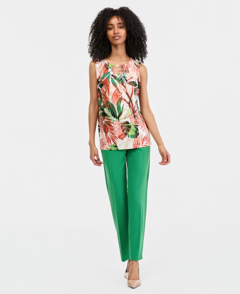 Women's Pleated Keyhole Top