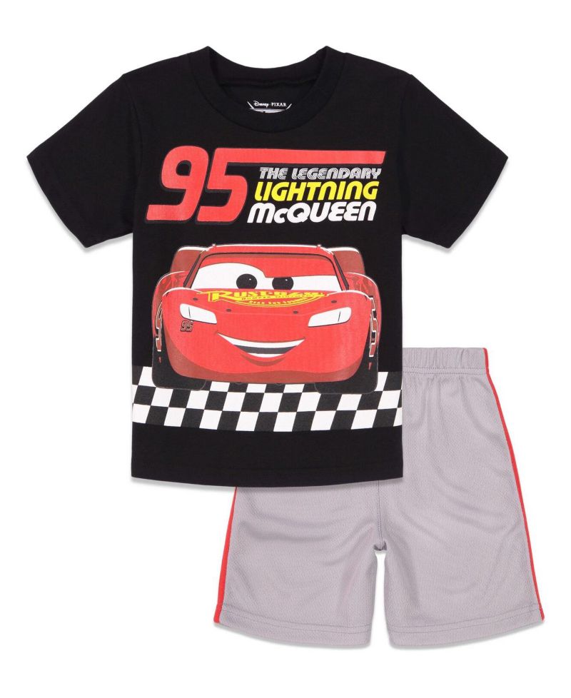 Little Boys Lion King Cars T-Shirt and Mesh Shorts Outfit Set to (18 Months - 10-12)