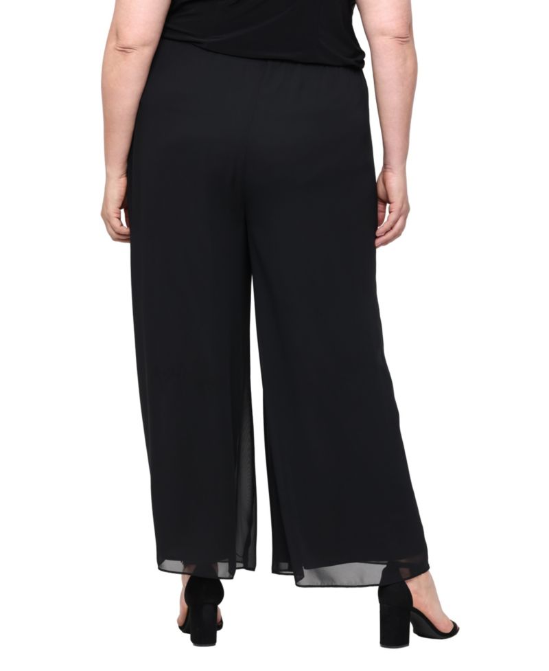 Plus Size Pull-On Chiffon Pants