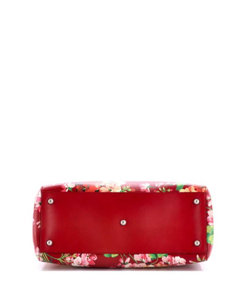 Medium Bamboo Shopper Tote Blooms Print Leather