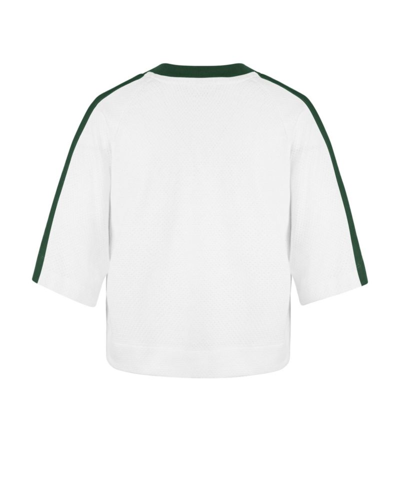 Women's '47 White Miami Hurricanes Big Overarch Drop Needle Raglan V-Neck T-Shirt