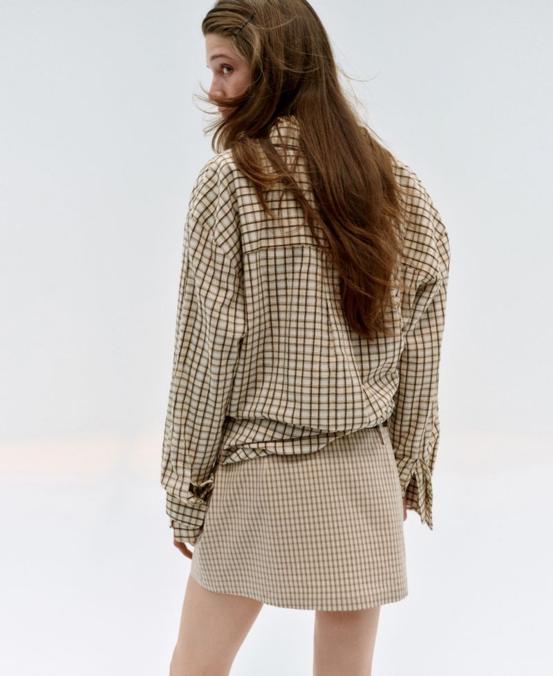Women's Gingham Mini Cotton Skirt