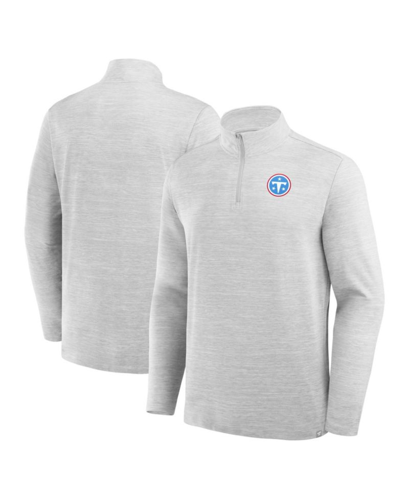 Men's Heather Gray Tennessee Titans Clutch Quarter-Zip Pullover Sweatshirt