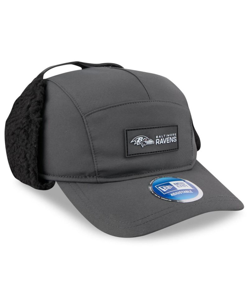 Men's Charcoal Baltimore Ravens 2025 Sideline Cold Weather Runner Dog Ear Adjustable Hat