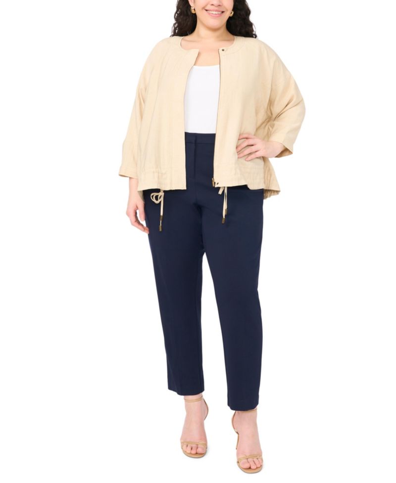 Plus Size Crewneck Cinch Raglan Jacket