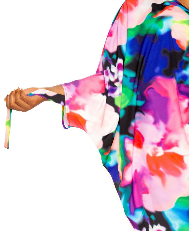 Women's Plus Size Printed Cinch Waist Kaftan Dress
