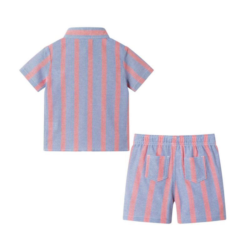 Baby Boys Orange Striped Airy Oxford Set
