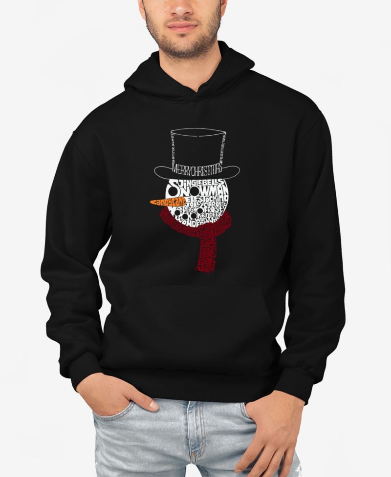 Men's Snowman Face Word Art Hooded Sweatshirt