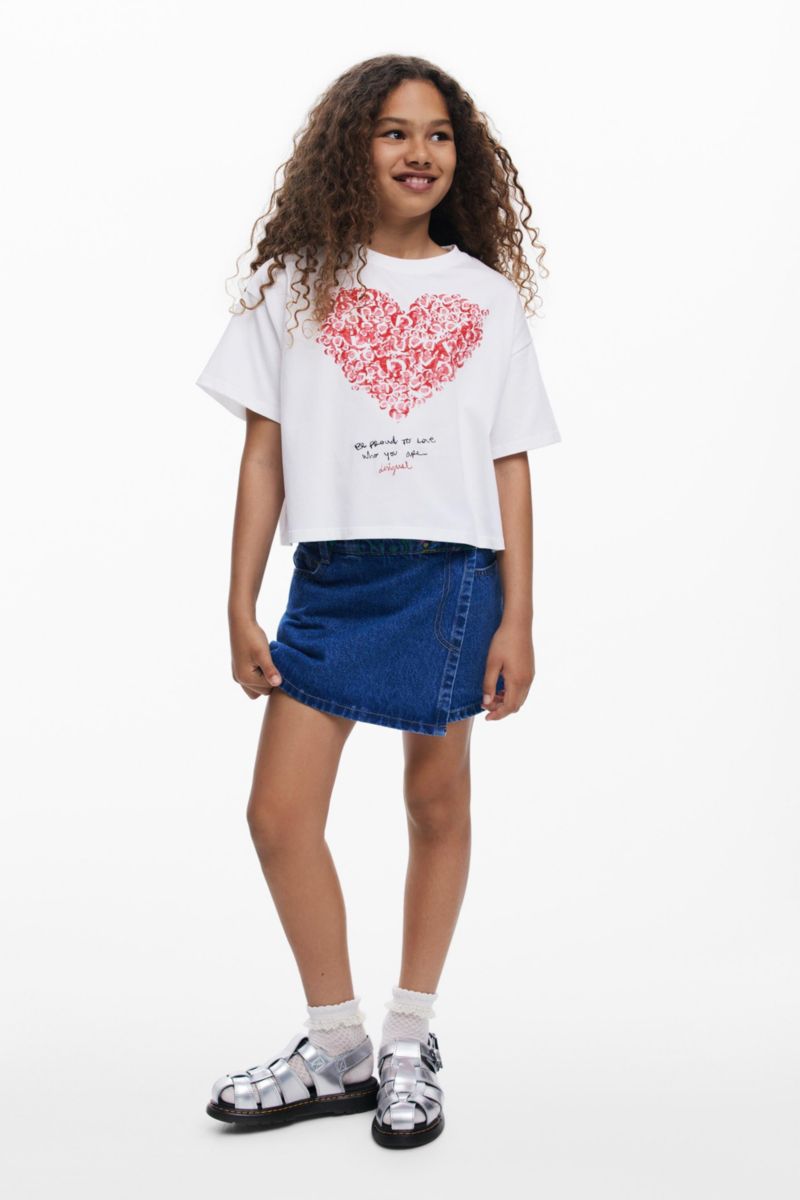 Girls's Short-sleeved heart t-shirt