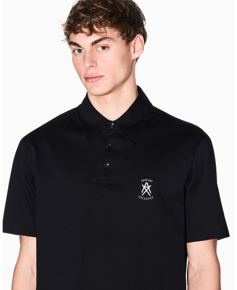 Men's Short Sleeve Mercerized Cotton Logo Polo Shirt