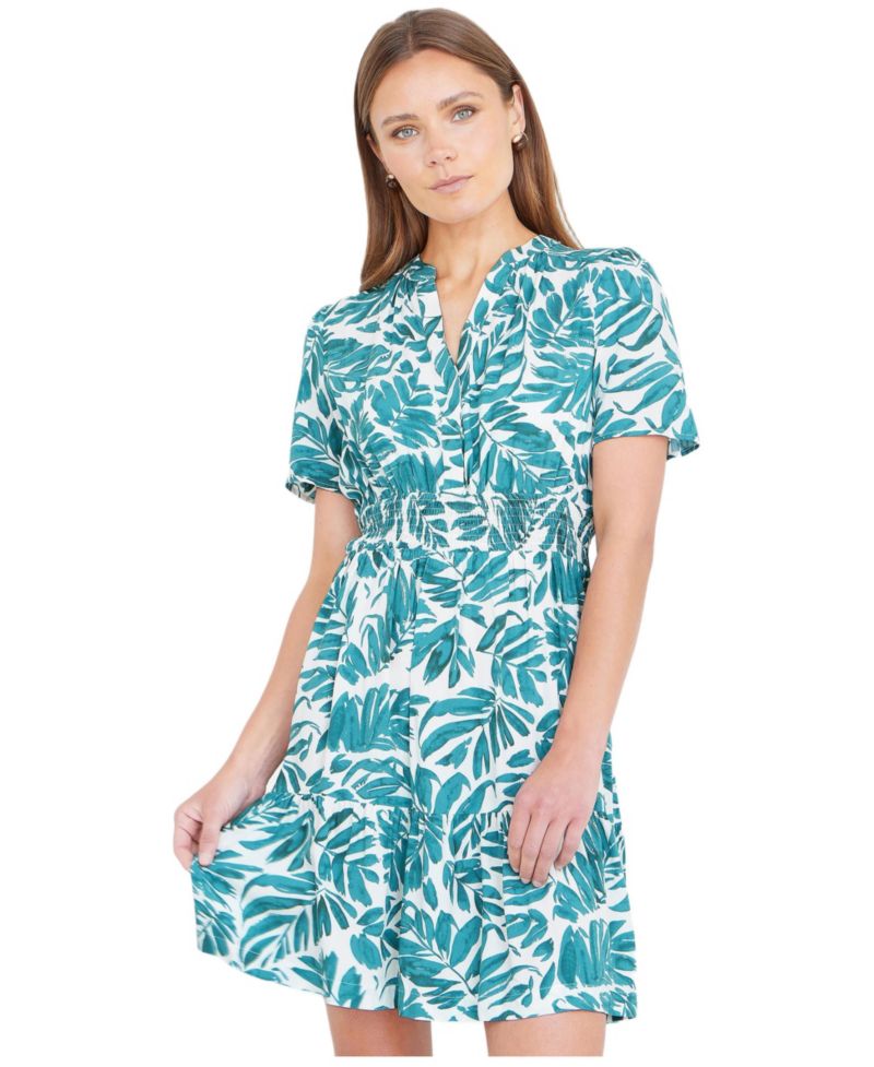 Women's Leaf Print Mini Dress
