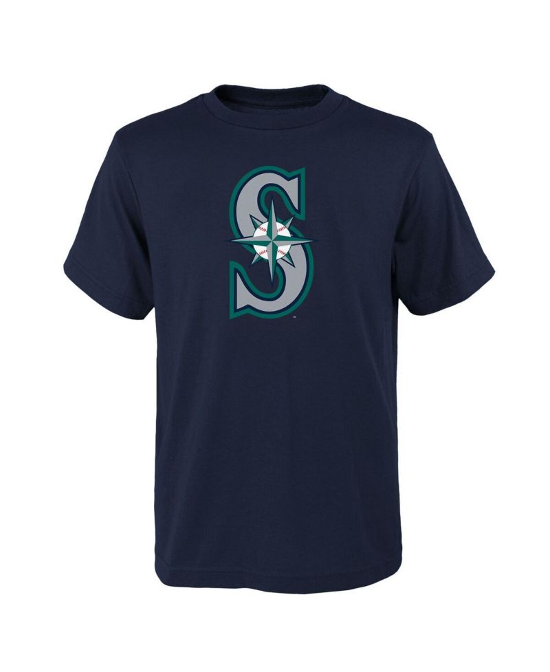 Big Boys and Girls Navy Seattle Mariners Logo Primary Team T-shirt