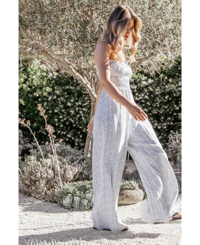 Women's Yulissa Strapless Floral Wide-Leg Jumpsuit