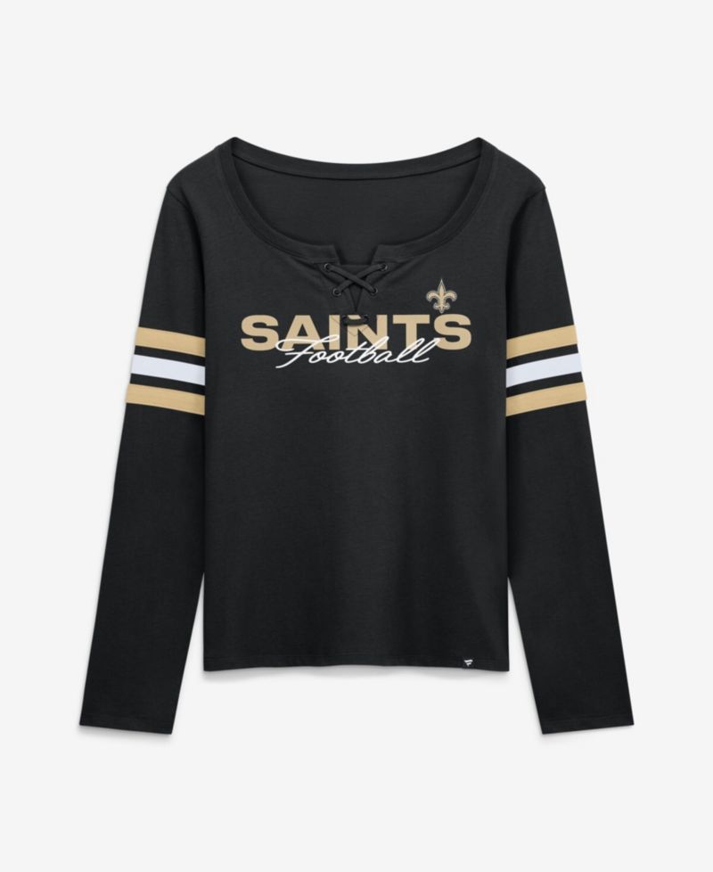Women's New Orleans Saints Team First Coverage Scheme Lace-up Long Sleeve T-Shirt