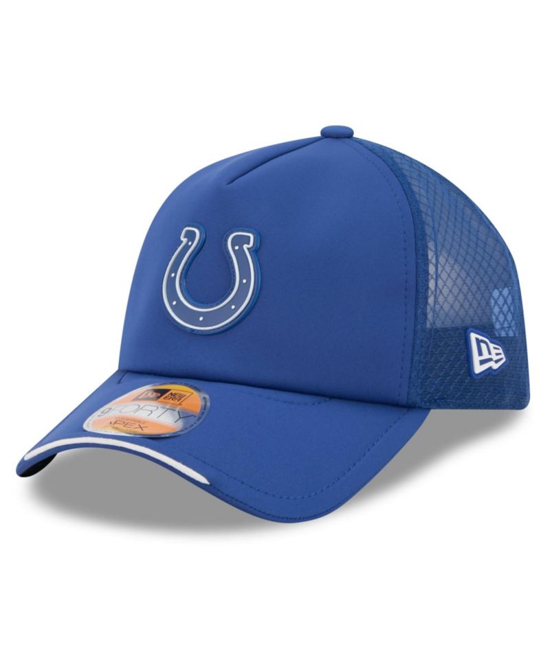 Men's Royal Indianapolis Colts 2026 Sideline Apex 9FORTY Adjustable Trucker Hat