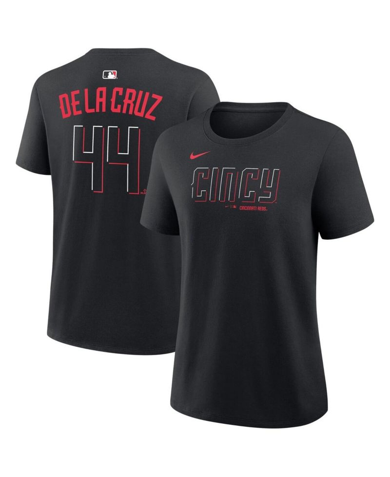 Women's Elly De La Cruz Black Cincinnati Reds Name and Number T-Shirt