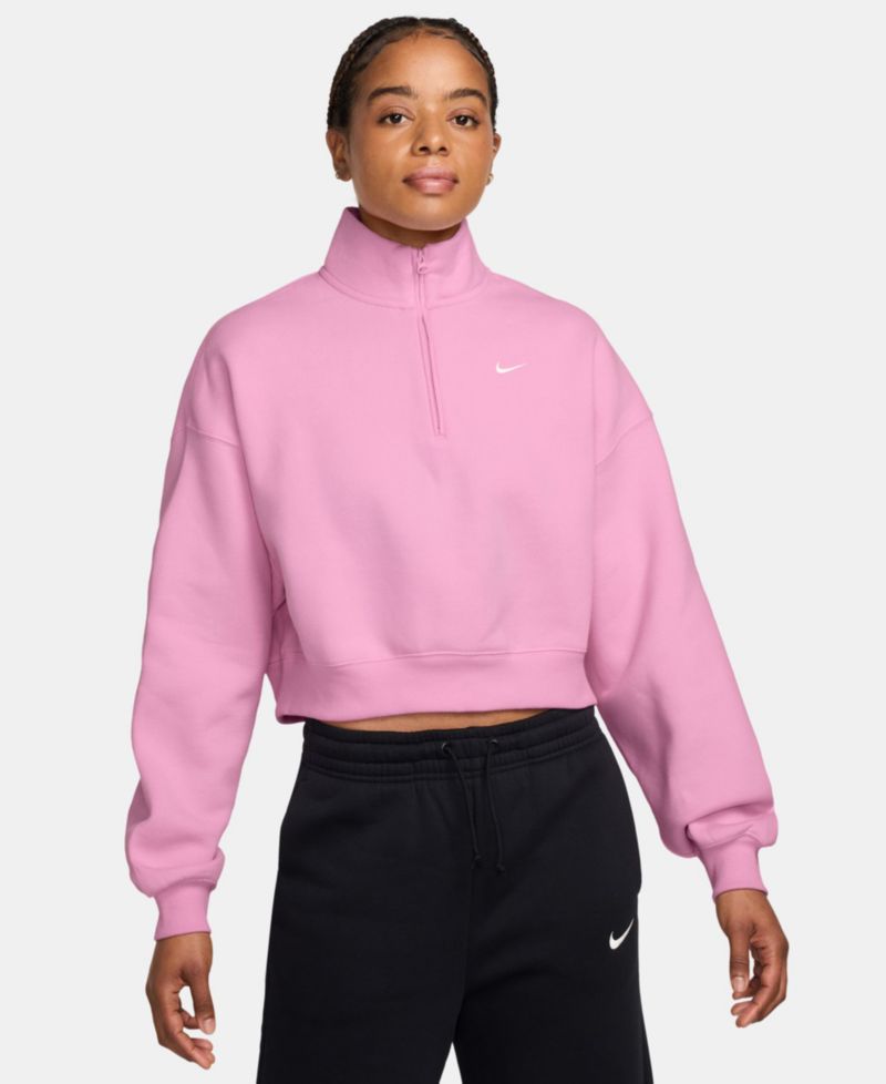 Women's Studio Fleece Oversized 1/4-Zip Cropped Top