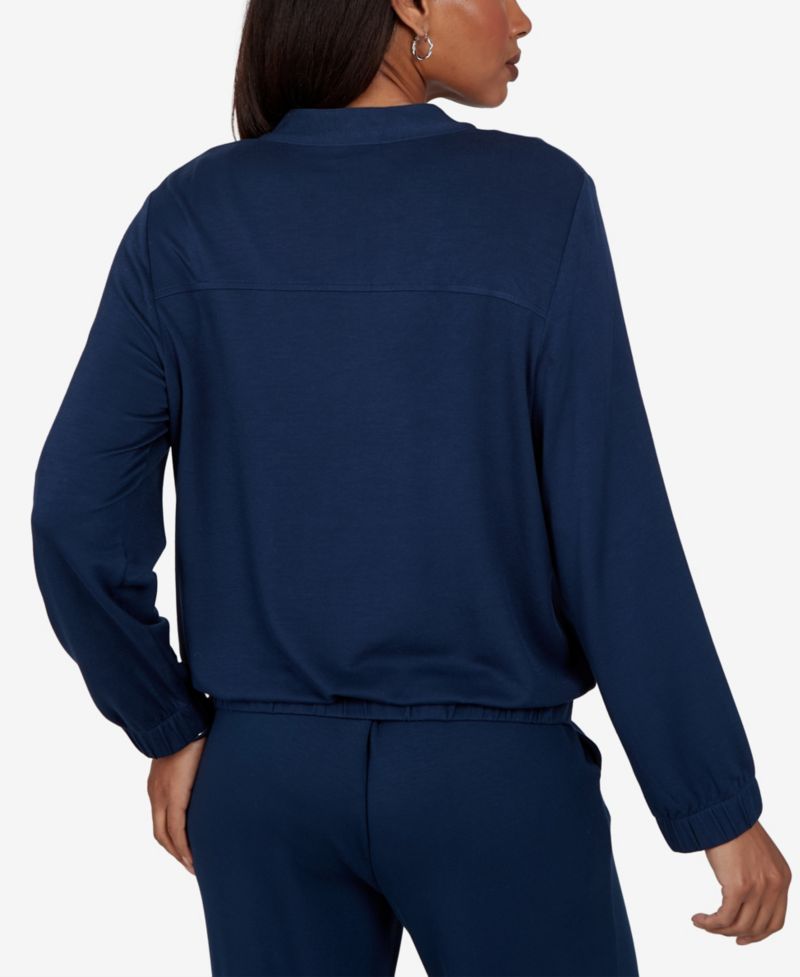 Petite Mandarin-Collar Bomber Jacket