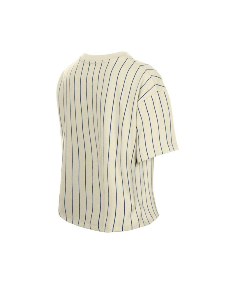 Women's Cream Team USA LA 2028 Summer Olympics Mesh Back Pinstripe Boxy T-Shirt