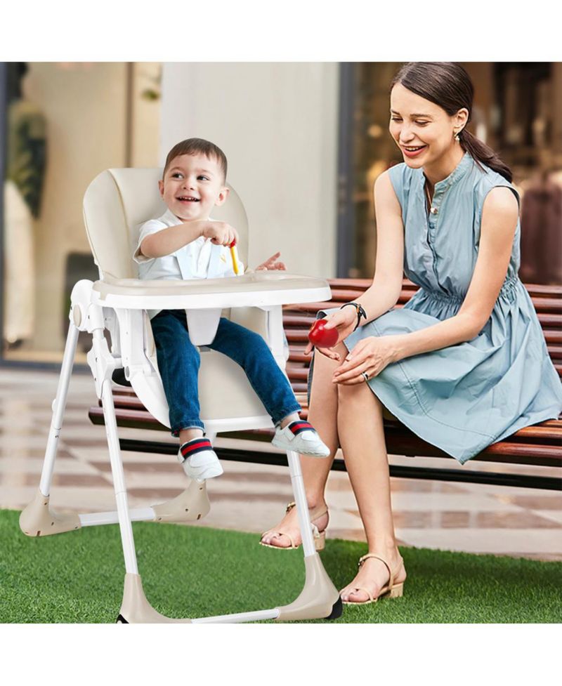 3 in 1 Adjustable Baby High Chair with 7 Height Levels and Double Tray for Feeding