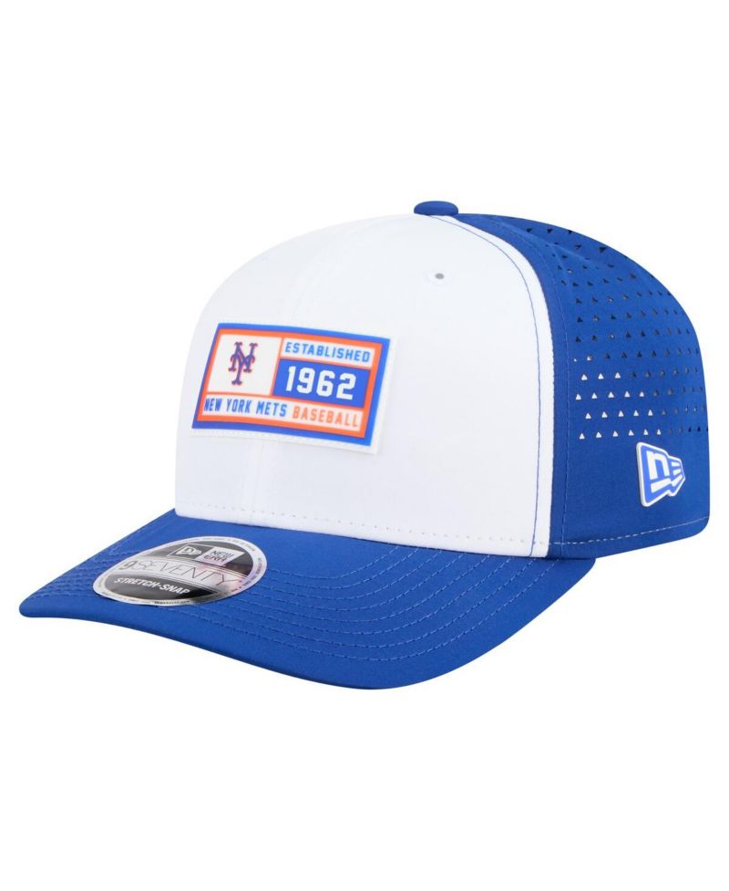 Men's White/Royal New York Mets Established Patch 9SEVENTY Adjustable Hat