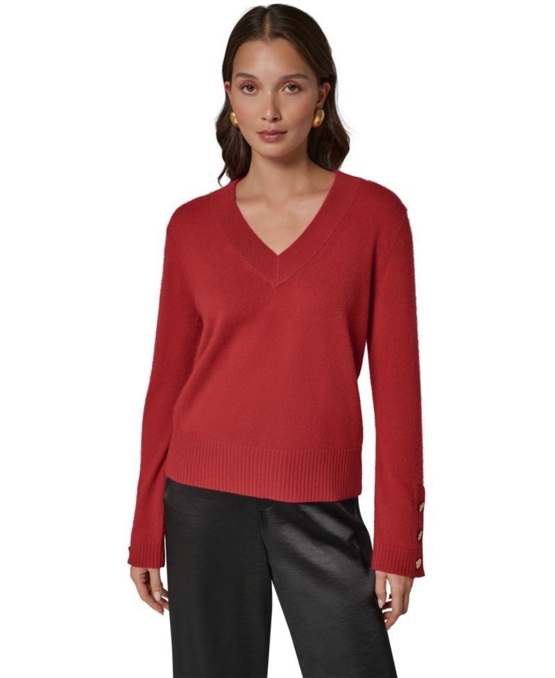 Women's Cashmere Long-Sleeve V-Neck Sweater