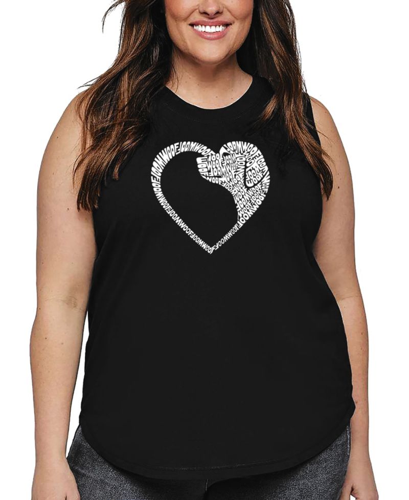 La Pop Heart Plus Size Dog Heart Word Art Tank Top