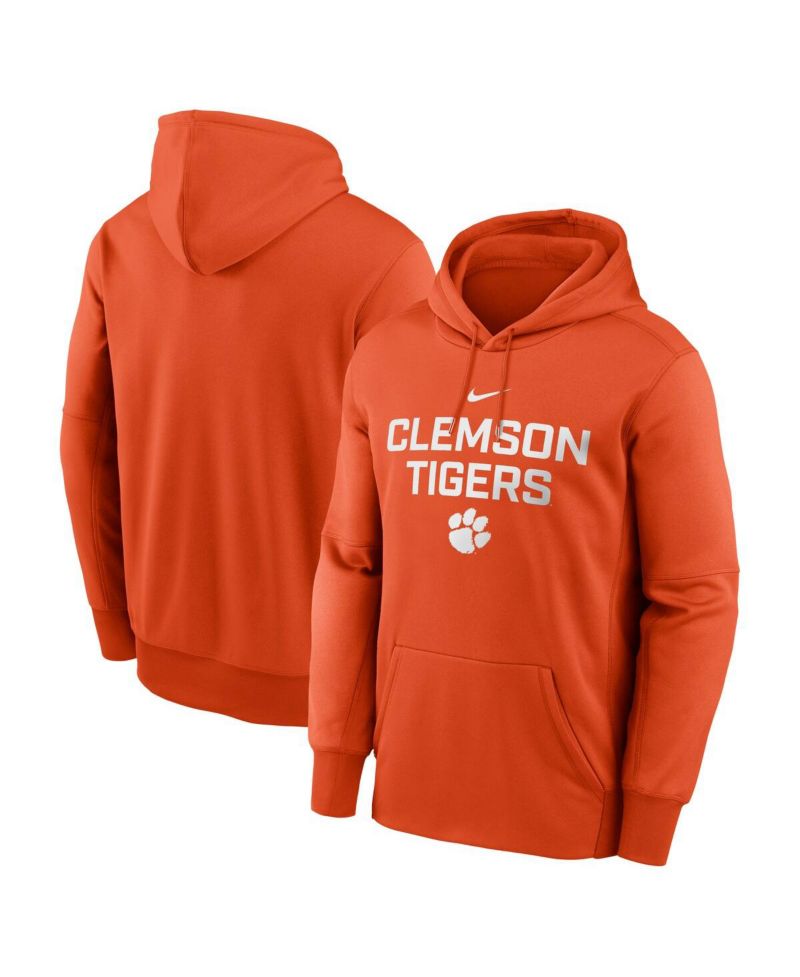 Men's Orange Clemson Tigers Team Stacked Performance Pullover Hoodie