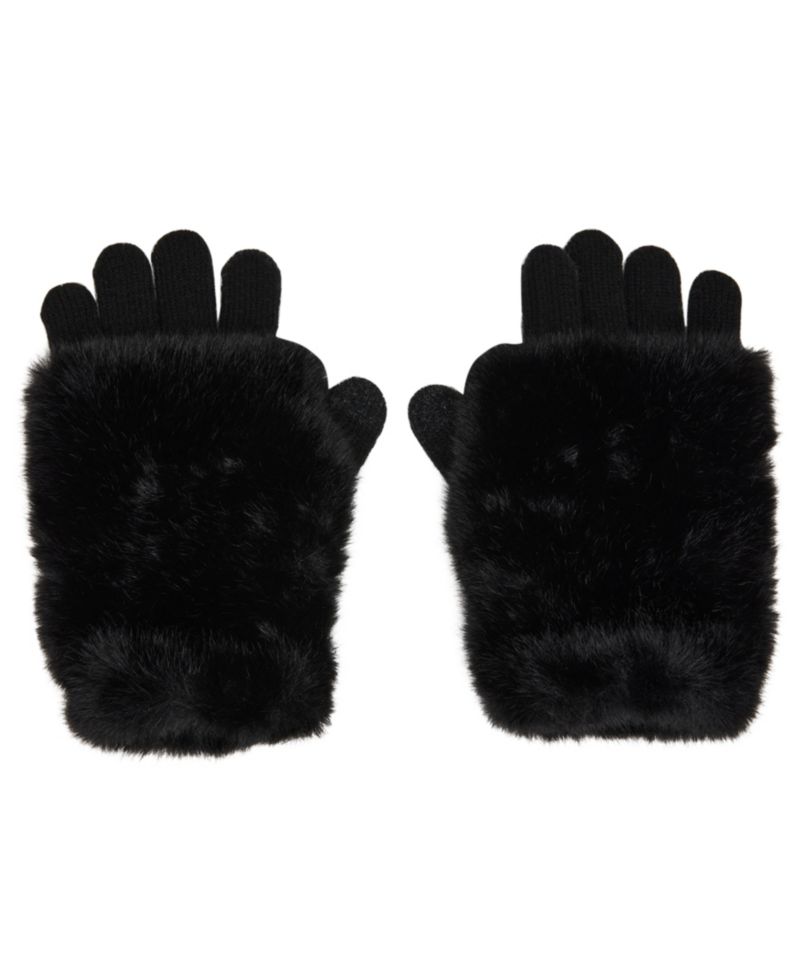 Faux-Fur-Cuff Cozy Knit Gloves