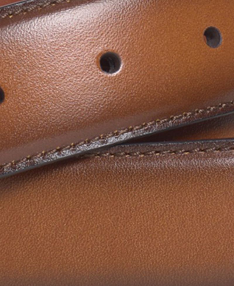 Men's Perforated Burnished Leather Belt