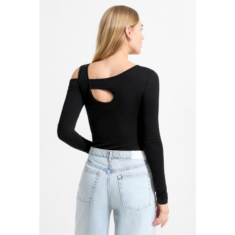 Women's Lotte Long-Sleeve Jersey Top with Front and Back Oval Cutouts