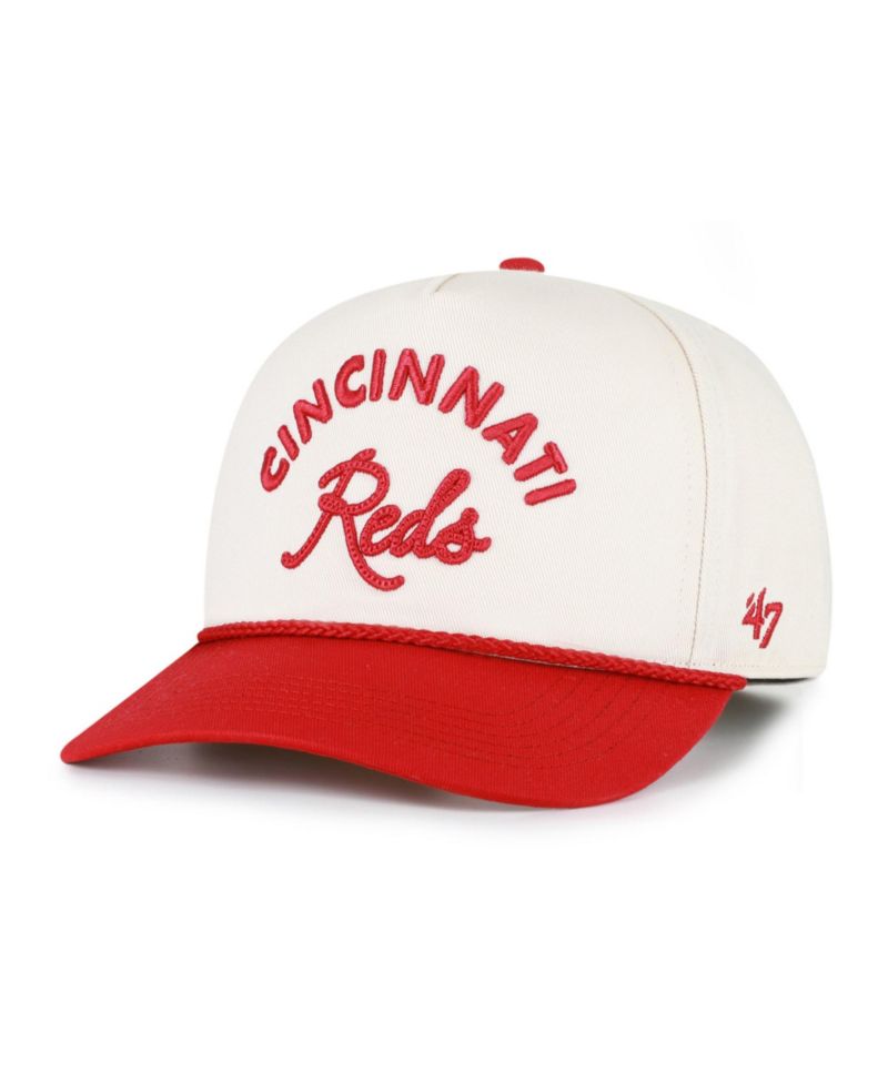Men's Natural/Red Cincinnati Reds Rope Script Hitch Adjustable Hat