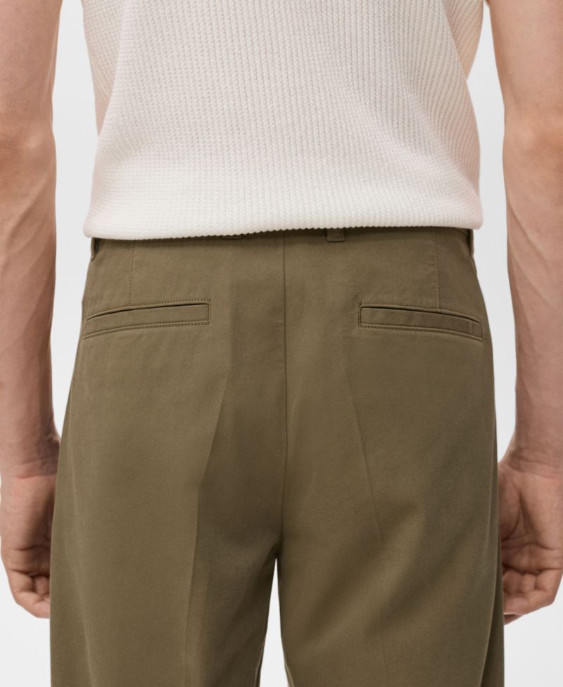 Men's Cotton-Blend Straight-Leg Pleated Pants