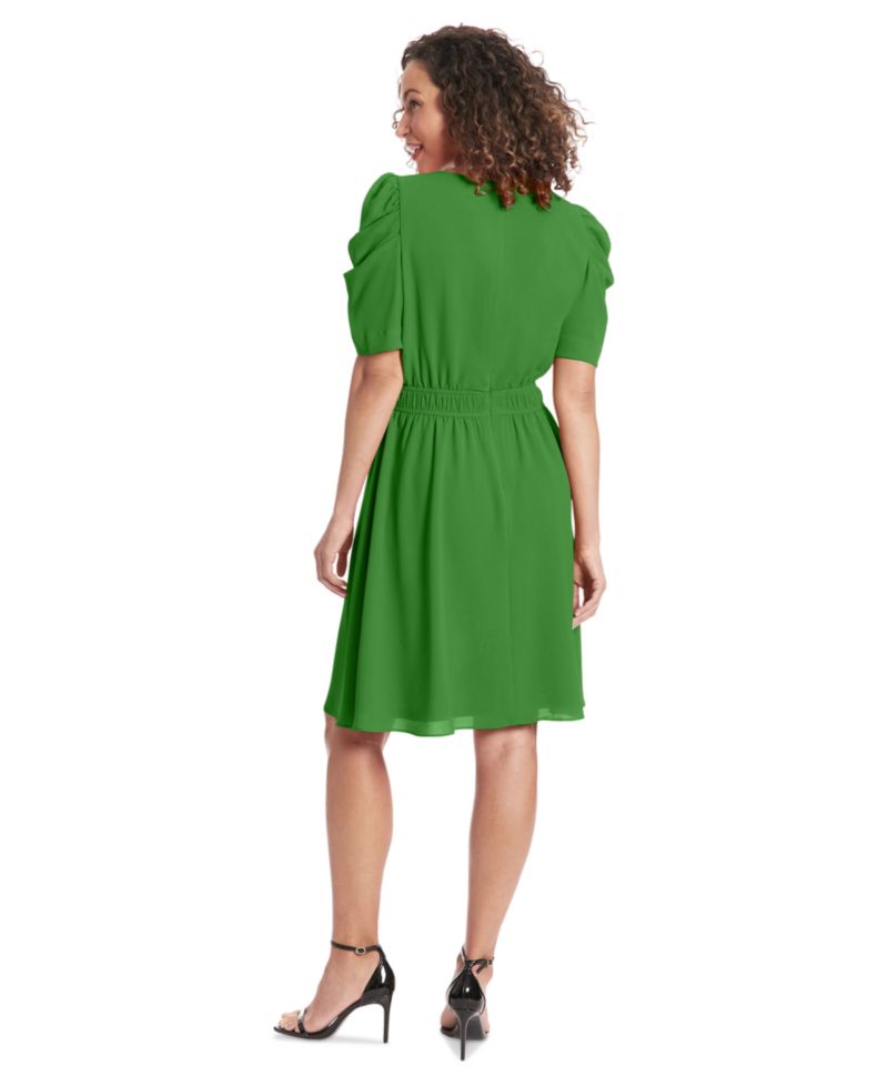Petite Caterpillar-Sleeve Jewel-Neck Dress