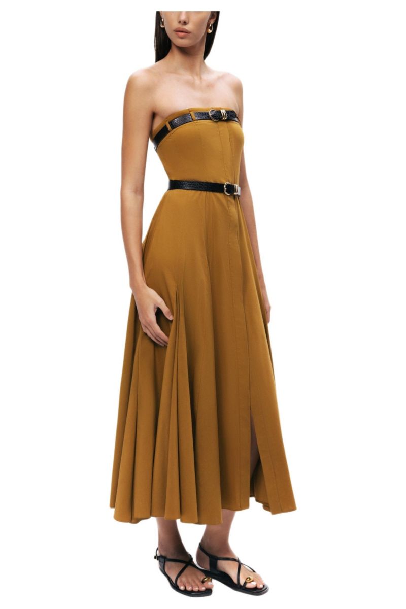 Women's Strapless Double Belted Midi Dress