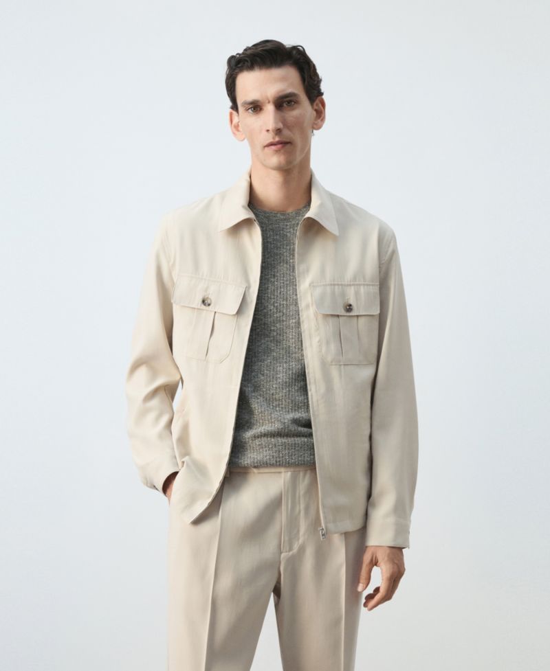Men's Pockets Regular-Fit Modal Jacket