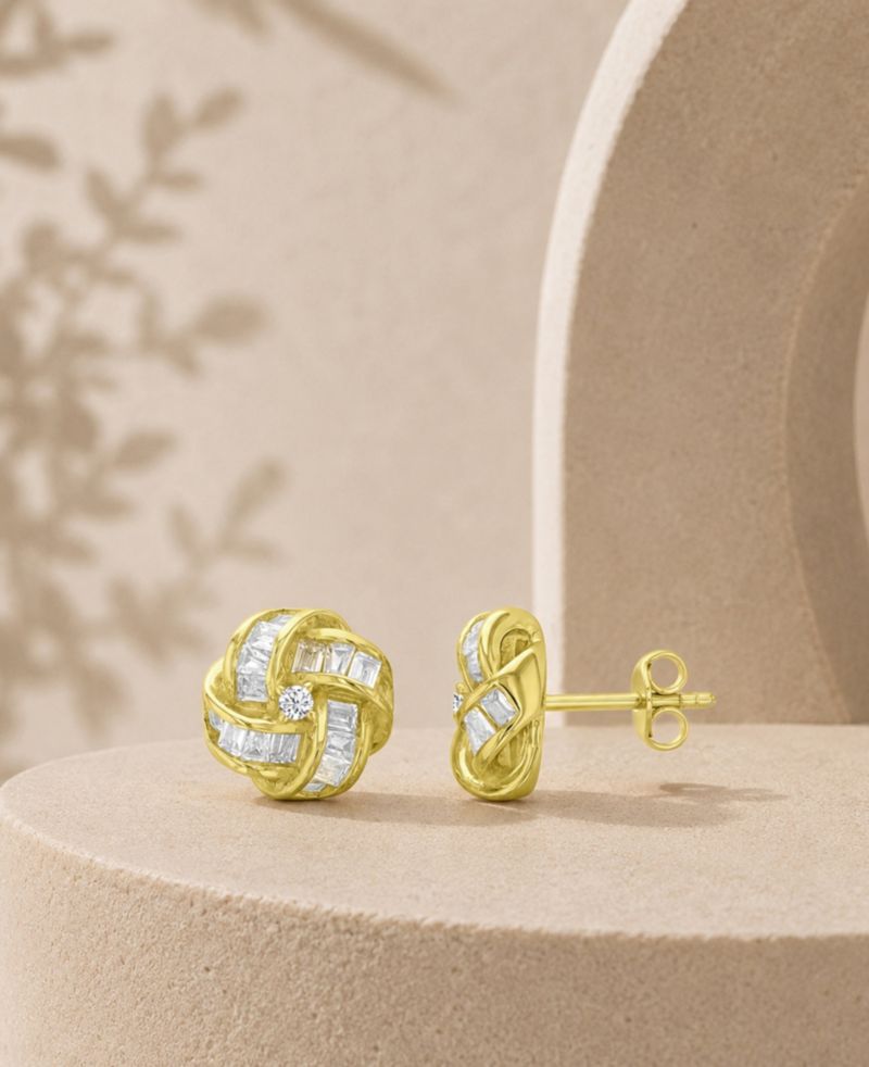 14k Gold-Plated Facet Knot Stud Earrings