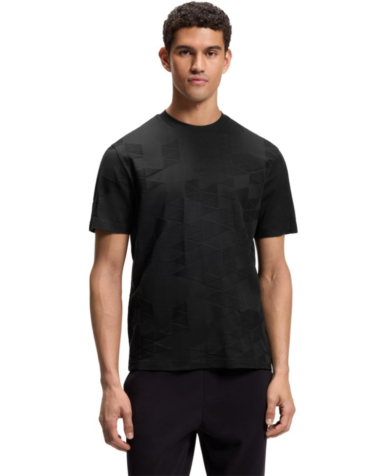 Men's 3D-Jacquard Pattern Cotton T-Shirt