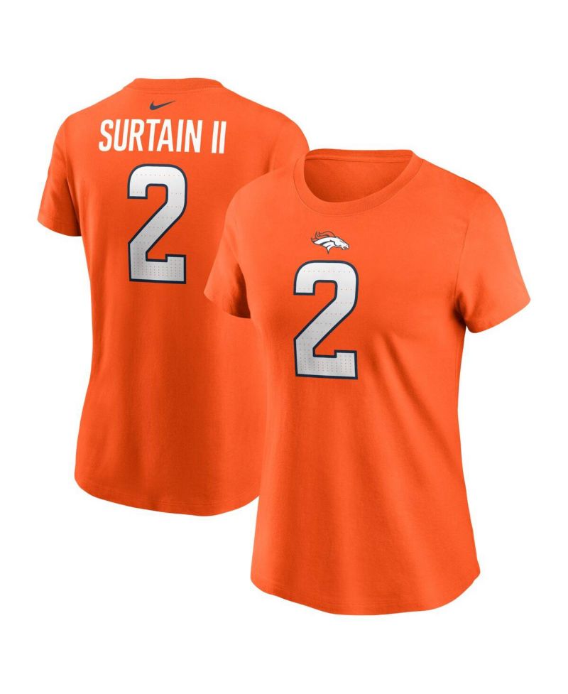 Women's Patrick Surtain II Orange Denver Broncos Player Name & Number T-Shirt