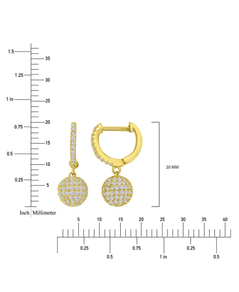 Cubic Zirconia Micro-Pav&eacute; Dangle Small Huggie Hoop Earrings